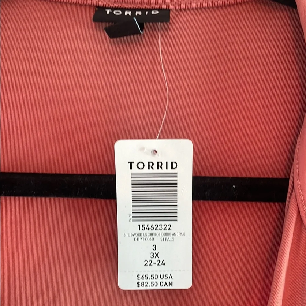 Torrid Hooded Long Jacket (salmon colored) - Picture 2 of 3
